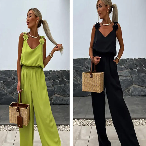 💕Was soll ich morgen anziehen?💕Ärmelloser Jumpsuit mit weitem Bein für Damen