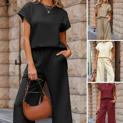 Lässiges 2-teiliges Damen-Set mit Stricktop und weiter Hose