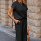 Lässiges 2-teiliges Damen-Set mit Stricktop und weiter Hose