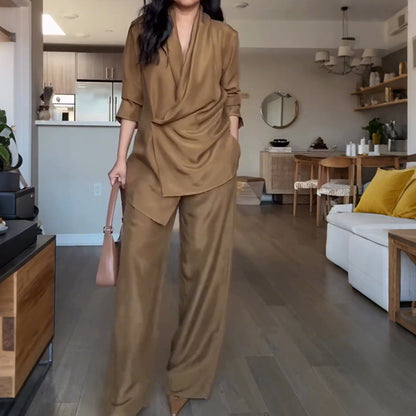👑Damen modisches zweiteiliges Set aus Oberteil und Hose