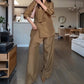 👑Damen modisches zweiteiliges Set aus Oberteil und Hose