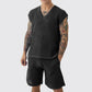 Herren lässiges 2-teiliges Set mit Lochmuster: Tanktop und Shorts