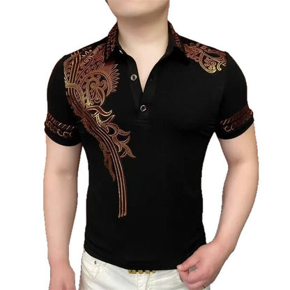 Stilvolles Herren-T-Shirt mit Hemdkragen und drei Knöpfen