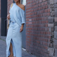 ⏳Begrenzte Zeit 50% Rabatt⏰💃Damen diagonales Schultertop mit gespaltenem Denim-Maxirock
