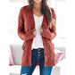 Lässige Damen-Strickjacke für Herbst mit langen Ärmeln, Knopfleiste und offenem Vorderteil