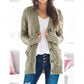 Lässige Damen-Strickjacke für Herbst mit langen Ärmeln, Knopfleiste und offenem Vorderteil