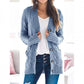 Lässige Damen-Strickjacke für Herbst mit langen Ärmeln, Knopfleiste und offenem Vorderteil