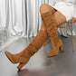 Damen stilvolle einfarbige Stiefel mit hohem Absatz