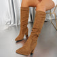Damen stilvolle einfarbige Stiefel mit hohem Absatz