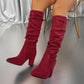 Damen stilvolle einfarbige Stiefel mit hohem Absatz