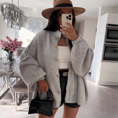 Chic Women's Round-Neck Sweater Coat