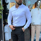 Herren lässiges einfarbiges Slim-Fit-Hemd