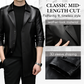 Men's Mid-Length Faux Leather Coat