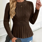 🎅🎁Weihnachtsangebot – 50 % Rabatt⏳Damen Pullover mit grobem Strick, Rundhalsausschnitt und Peplum-Saum