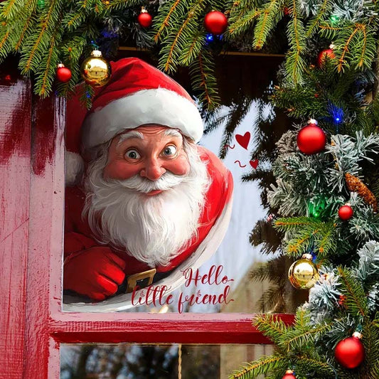 🔥Solange der Vorrat reicht 50 % Rabatt!🎉Weihnachtsmann und Schneeflocke Fensteraufkleber