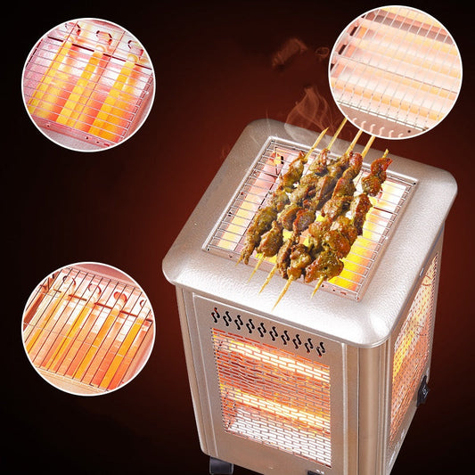 5-seitiger tragbarer Elektroheizstrahler mit Grillaufsatz