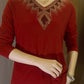 Ideales Geschenk - Hochwertiges Winter-T-Shirt aus Kunstvelours mit Strasssteinen, warm und modisch.
