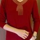 Ideales Geschenk - Hochwertiges Winter-T-Shirt aus Kunstvelours mit Strasssteinen, warm und modisch.