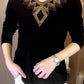 Ideales Geschenk - Hochwertiges Winter-T-Shirt aus Kunstvelours mit Strasssteinen, warm und modisch.