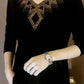 Ideales Geschenk - Hochwertiges Winter-T-Shirt aus Kunstvelours mit Strasssteinen, warm und modisch.