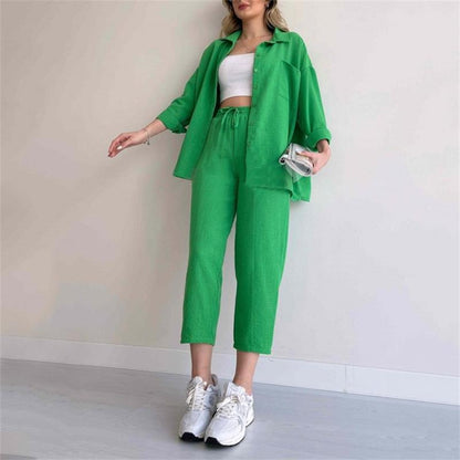 Conjunto casual de camisa holgada