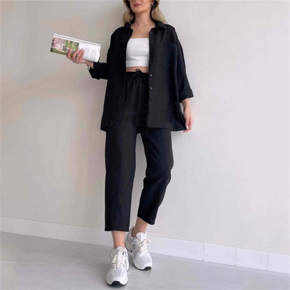 Conjunto casual de camisa holgada