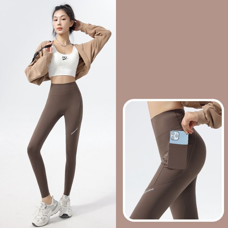 Taschen-Yogahose mit hohem Bund und anhebendem Po für den Bauch