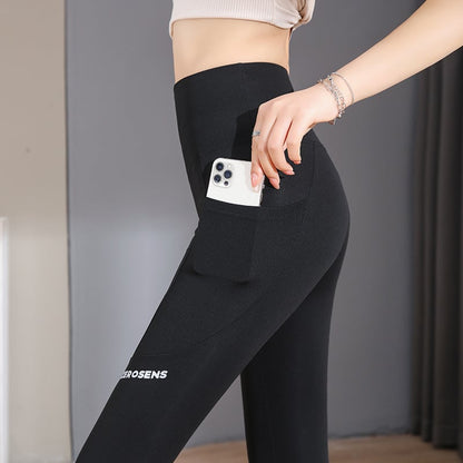 Taschen-Yogahose mit hohem Bund und anhebendem Po für den Bauch