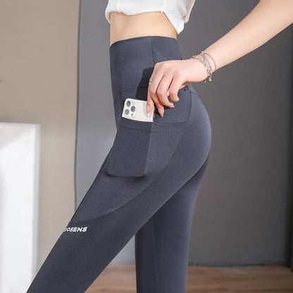 Taschen-Yogahose mit hohem Bund und anhebendem Po für den Bauch