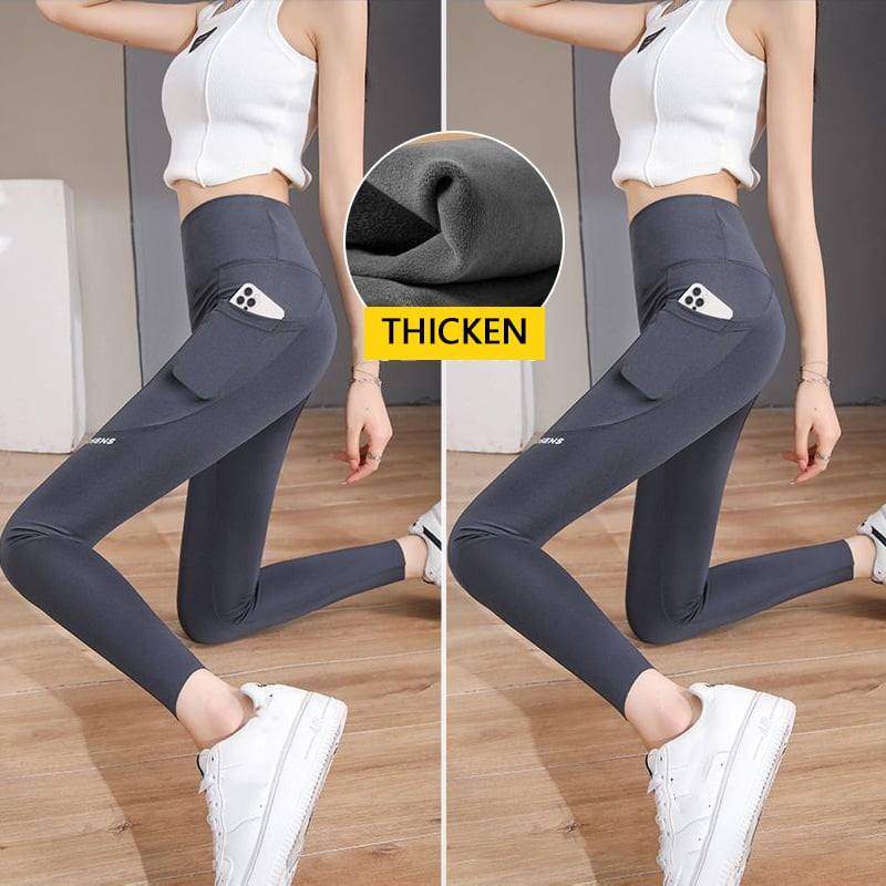 Taschen-Yogahose mit hohem Bund und anhebendem Po für den Bauch