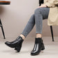 Women's Genuine Leather Metal Buckle Velvet Boots