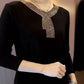 Ideales Geschenk - Hochwertiges Winter-T-Shirt aus Kunstvelours mit Strasssteinen, warm und modisch.