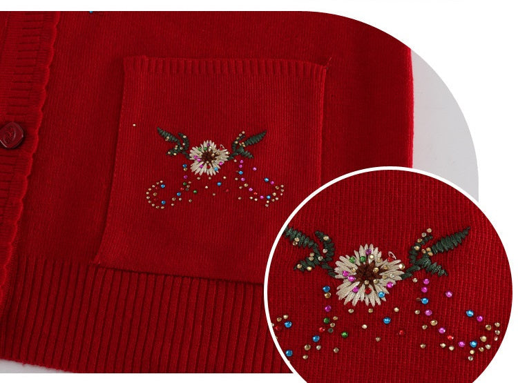 [XL-4XL] Pullover mit gesticktem Revers für Menschen mittleren Alters und Ältere