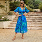 Elegantes Kleid mit V-Ausschnitt und bedruckter Taille(Buy More Free More)