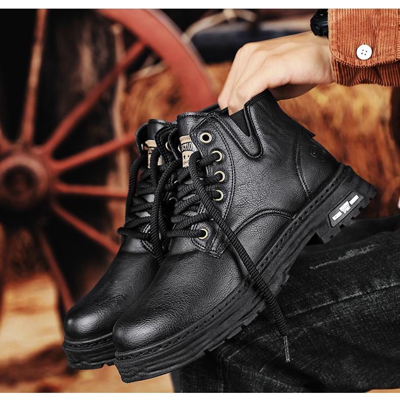 🎁✨Ideales Geschenk - Vintage Schnürstiefel aus PU-Leder für Herren