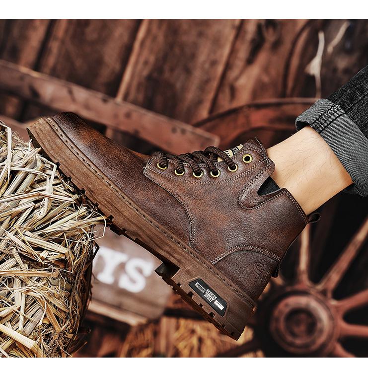 🎁✨Ideales Geschenk - Vintage Schnürstiefel aus PU-Leder für Herren