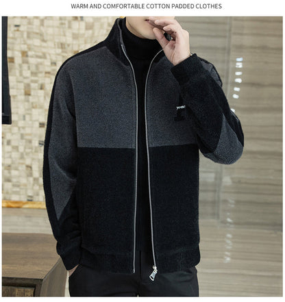 🎁Ideales Geschenk✨ Modische Jacke für Herren aus Kunstplüsch mit Stehkragen