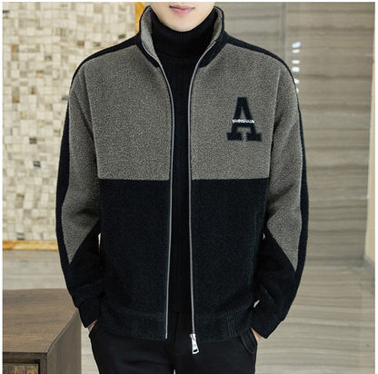 🎁Ideales Geschenk✨ Modische Jacke für Herren aus Kunstplüsch mit Stehkragen