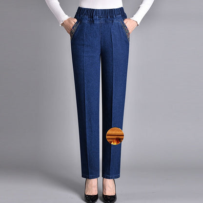 Damen-Jeans mit Seitentaschen und elastischer Taille